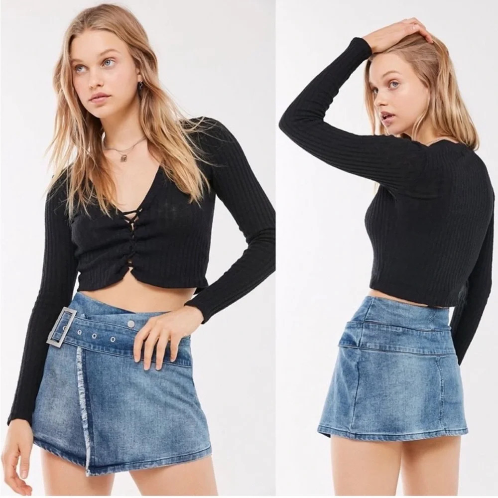 I.AM.GIA Ezra Mini Skirt Belted Wrap Skirt Blue